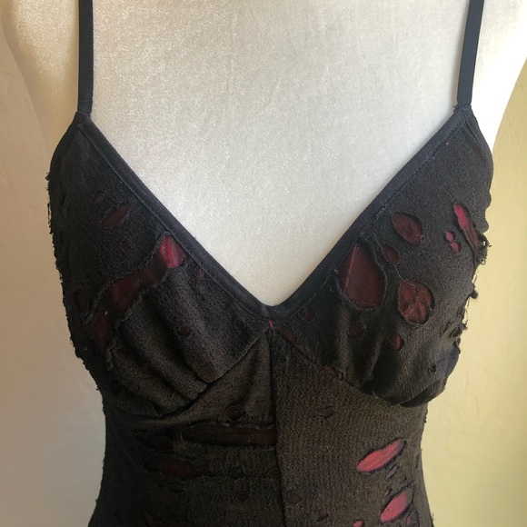 Shrine | Gothic Vintage Torn Velvet Mesh Dress - Picture 5 of 7